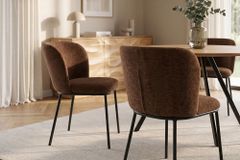 Design Stuhl LYON braun Chenille schwarze Metallbeine