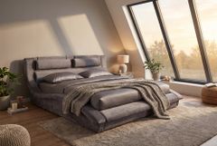 Bett SWING 160x200cm grau Vogue Seiden Samtstoff