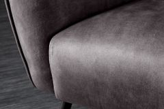 Design XL Sessel AMSTERDAM grau Samt schwarze Metallbeine Retro Stil