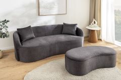 Extravagantes Sofa ELEMENTAL 180cm graphit grau Samt 2-Sitzer Couch organische Form