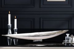 Deko Schale SILVER LEAF 80cm silber handmade Aluminium
