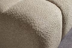 Moderner Hocker CLOUD 100cm champagner greige Bouclé Federkern Fußhocker Sitzhocker