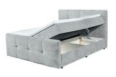 Modernes Boxspringbett TOULOUSE 160x200cm silbergrau inkl. Matratze Topper Stauraum