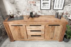 Massives Sideboard IRON CRAFT 175cm Mangoholz Kommode mit Schubladen Handarbeit
