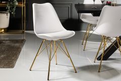 Design Stuhl SCANDINAVIA MEISTERSTÜCK weiß goldene Beine