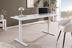 Höhenverstellbarer Schreibtisch WHITE DESK 140cm weiß Metallgestell Bürotisch