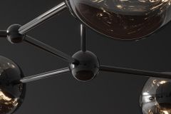 Design Hängelampe LIQUID DIAMOND 100cm smoke schwarz Glas fünf Schirme Kugelleuchte