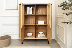 Modernes Highboard ATELIER 140cm natur Eiche schwarz Metall sechs Fächer
