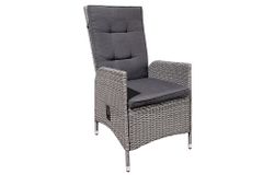 Outdoor Gartenstuhl SYLT grau Polyrattan Hochlehner mit Armlehne verstellbar wetterfest