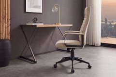 Höhenverstellbarer Bürostuhl LAZIO beige Vogue Velours Samt drehbar mit Rollen