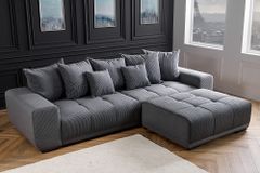 Modernes XXL Sofa ELEGANCIA 285cm anthrazit Cord inklusive Kissen Bigsofa