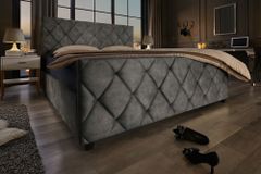 Design Boxbett ELYSIUM 180x200cm dunkelgrau Samt mit Stauraum und Lattenrost