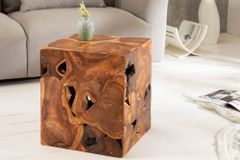 Massiver Beistelltisch SQUARE 40cm Teakholz Würfel Sitzhocker