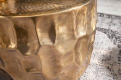 Runder Couchtisch ORGANIC ORIENT 55cm gold Metall Hammerschlag 3D-Design handmade