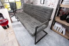 Industrial Freischwinger Bank LOFT 160cm vintage grau mit Armlehne