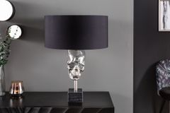 Extravagante Tischlampe SKULL 56cm schwarz silber Metall Totenkopf Skulptur Leuchte