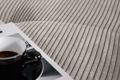 Modernes Ecksofa KENT 220cm greige Cord inkl. Hocker Federkern L-Form Wohnlandschaft
