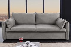 XXL Sofa mit Schlaffunktion APARTMENT grau Cord inkl. Bettkasten und Kissen
