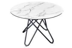 Runder Esstisch ELLIPSE 120cm Marmor weiß Keramik made in Italy Hairpin Legs