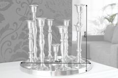 Kerzenständer MODERN BAROCK 30cm 9-flammig silber Aluminium poliert Kerzenhalter Deko-Platte