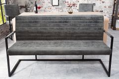 Industrial Freischwinger Bank LOFT 160cm vintage grau mit Armlehne