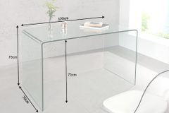 Extravaganter Glas Schreibtisch FANTOME 120cm transparent Esstisch Ganzglastisch