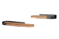 Modernes 2er Set Wandregal PURE NATURE 60cm schwarz Mangoholz massiv Metall handmade