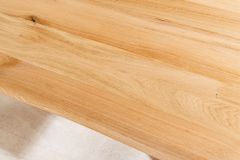 Massiver Esstisch WILD OAK 160cm natur schwarz Wildeiche Baumkante U-Gestell Metall