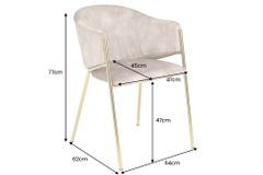 Design Stuhl NOBLESSE champagner beige Samt golden verchromtes Metallgestell