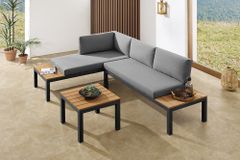 Modulare Garten Sitzgruppe ORLANDO LOUNGE 240cm anthrazit Aluminium wetterfest inkl. Kissen