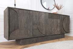 Massives Sideboard ART DECO 170cm grau Mangoholz 3D-Front