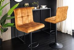 Höhenverstellbarer Barhocker MODENA senfgelb Samt Metall schwarz drehbar