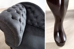 Chesterfield Récamière 170cm antik grau mit Knopfheftung und Nietenbesatz