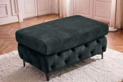 Chesterfield Sitzhocker MODERN BAROCK 95cm petrol Samt Fußhocker