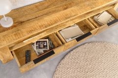 Hängendes TV-Board IRON CRAFT 160cm natur Mango Massivholz drei Schubladen Lowboard