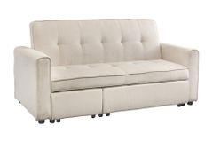 Ausziehbares Schlafsofa SMART 180cm beige Cord 2-Sitzer Couch mit Nosagfederung