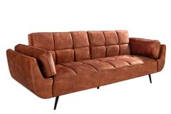 Schlafsofa BOUTIQUE 215cm rostbraun Samt 3-Sitzer mit mattschwarzen Füßen