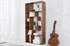 Massives Bücherregal CUBUS 180cm braun Sheesham stone finish einzigartige Maserung