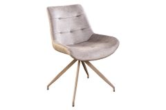 Design Stuhl DIVANI champagner beige Samt Metallgestell