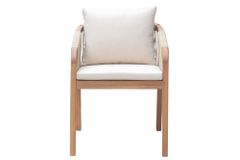 In- und Outdoor Gartenstuhl BALI ROPE natur beige Akazie wetterfest mit Armlehne Kissen