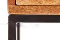 Industrial Nachttisch IRON CRAFT 45cm Mangoholz mit Schublade Beistelltisch