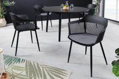 Design Stuhl AIRE schwarz Kunststoff Stahlgestell Indoor Outdoor inkl. Kissen