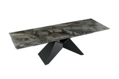 Design Esstisch DIAMOND 180-260cm taupe Keramik Metallgestell schwarz