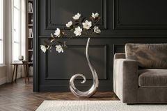 Moderne Vase WAVE XL 106cm silber Aluminium poliert Dekoration