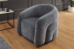 Design Sessel VOGUE 95cm grau Chenille mit Armlehnen und Nosagfederung