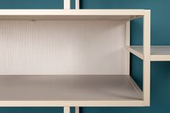 Modernes Bücherregal SLIM LINE 115cm champagner beige Metallgestell fünf Regalböden