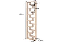 Massives Bücherregal JAVA 200cm natur recyceltes Teakholz Standregal Raumtrenner