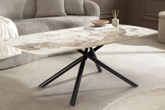 Design Couchtisch OSAKA 110cm weiß schwarz Pandora Keramik mit Sterngestell