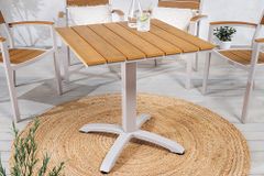 Moderner Bistrotisch DESIGNO 70cm natur greige Aluminium wetterfest Gartentisch