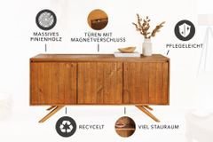 Massives Sideboard FINCA 150cm vintage braun recyceltes Pinienholz